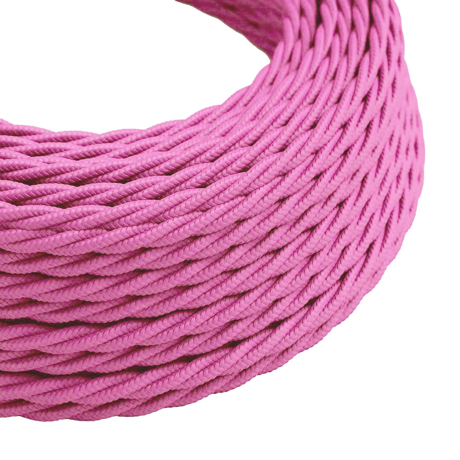 LEDSone 10M 3 Conductor Baby Pink Braided Flex Cable - Vintage Braided Twisted Fabric Electrical Wire - DIY Lamps & Appliances