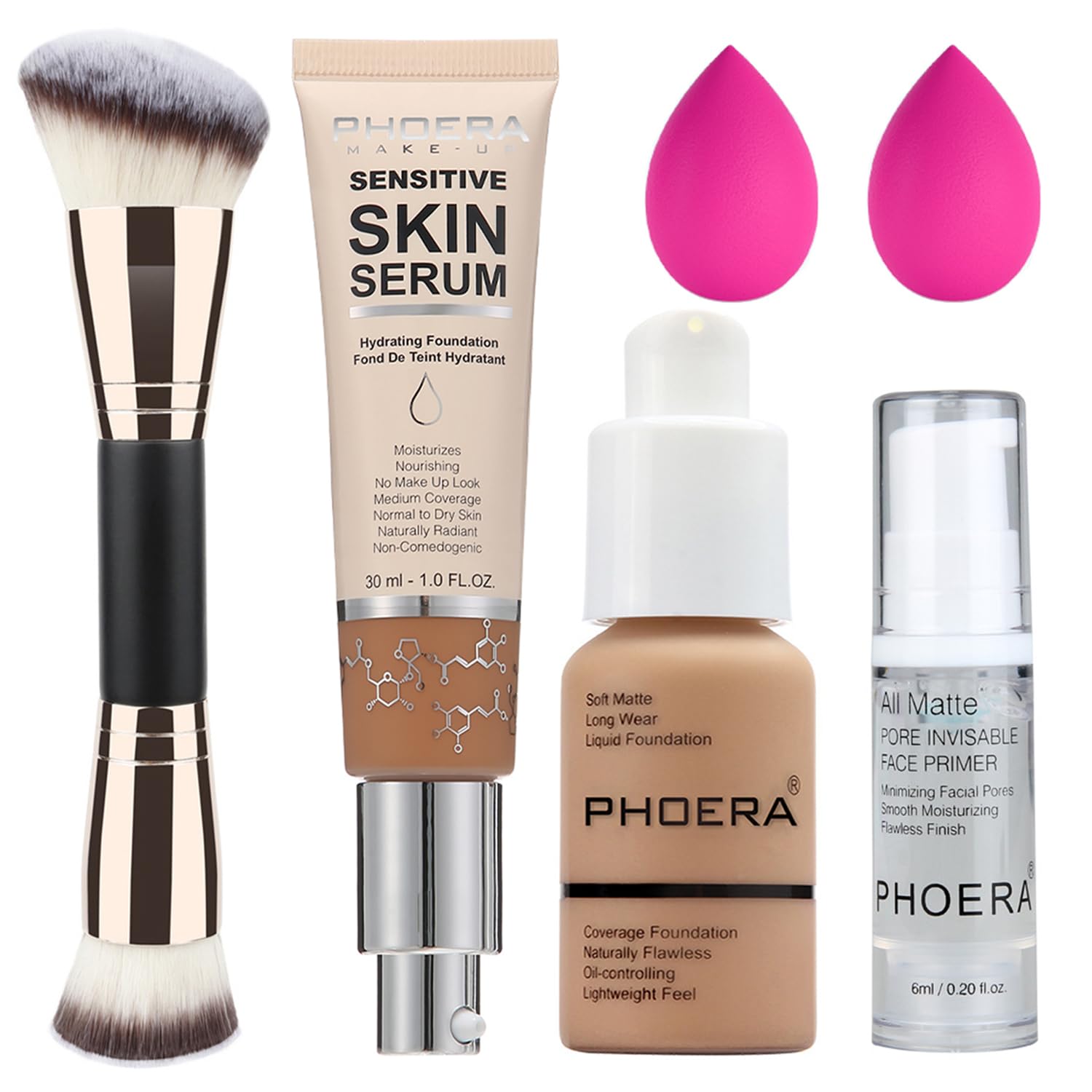Hilareco PHOERA Tinted Moisturizer Foundation Serum, 4-in-1 Hydrating, Primer, & Foundation, Hydrate skin Serum, PHOERA Foundation Makeup Full Coverage (105+N04/ Sand+ Sand)