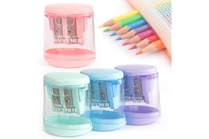 TAMAKI 4 Pack Pencil Sharpeners Manual Dual Holes Compact Colored Handheld Pencil Sharpener for Kids, School, Office