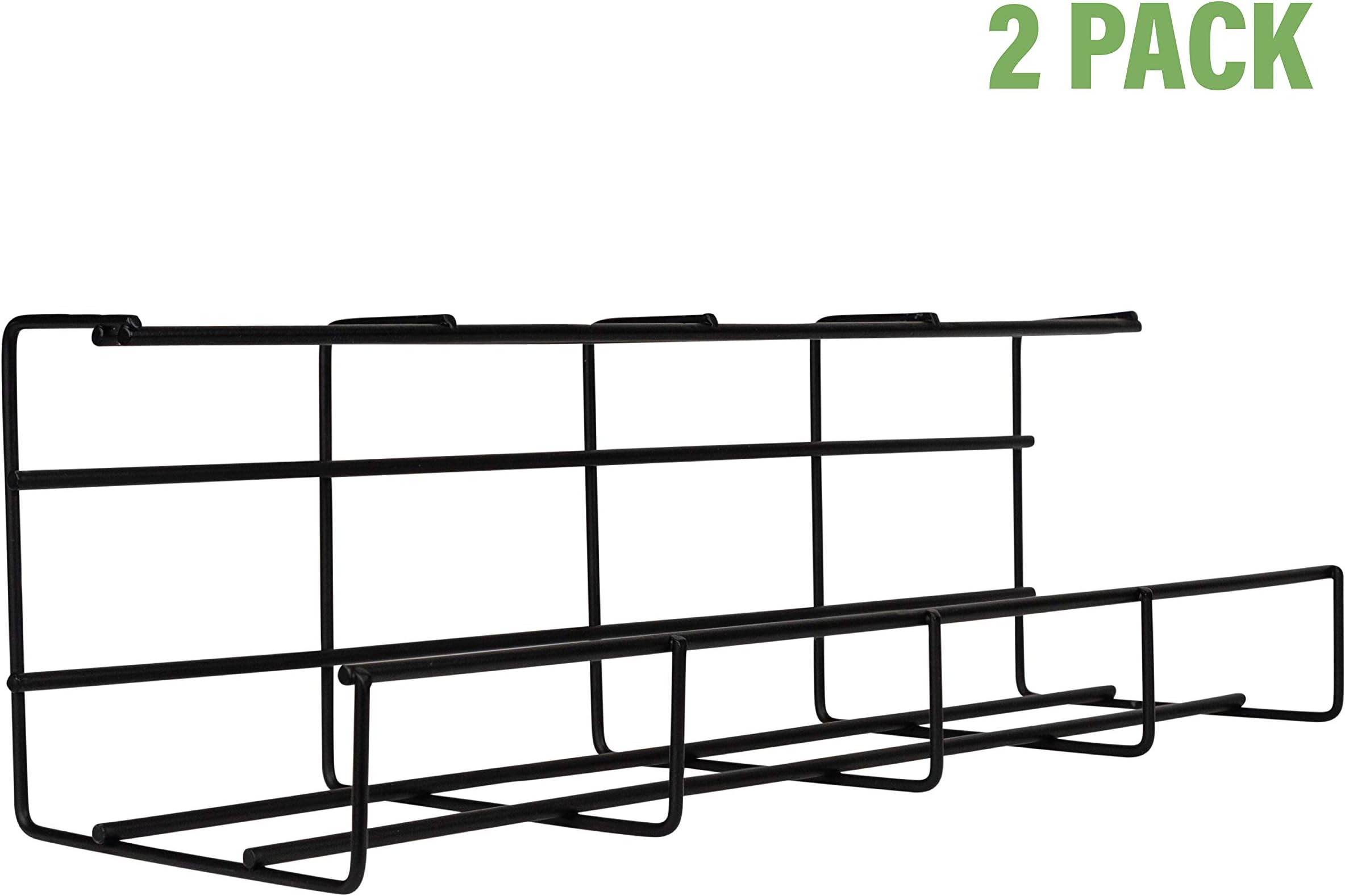 Homeries Under Desk Cable Management Tray (Pack of 2) – Metal Wire Cable Organizer for Wires, Cords, Cables - Cable Management for Home & Office – 16 Inches – Black