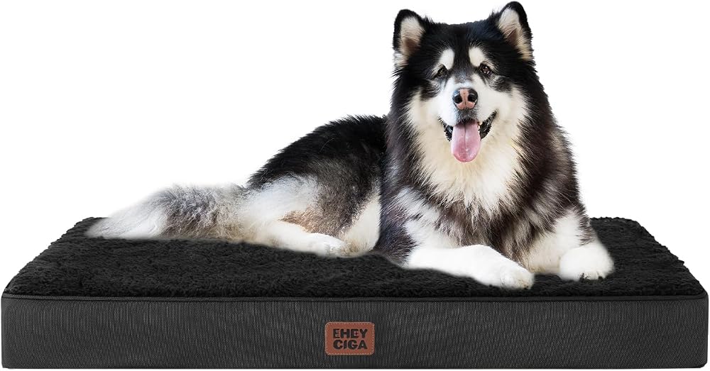 EHEYCIGA Orthopedic XXL Dog Bed Mattress 120x74x9cm Black with Removable Cover