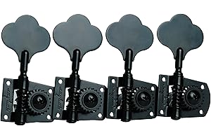 Guyker Bass Machine Head (4 for Right) - 1:21 Ratio Gear Open Frame Tuners Tuning Key Pegs Replacement for Electric Jazz Guitar Bass or Precision Instruments, Black