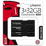Kingston 32GB USB 3.0 Black DataTraveler 100 G3 3 Pack DT100G3/32GB-3P