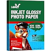 Uinkit 100 Sheets Thick Glossy Photo Paper Inkjet 8.5x11 Heavyweight 62lb 230gsm 11.1mil Cardstock Postcard for Dye Ink Print