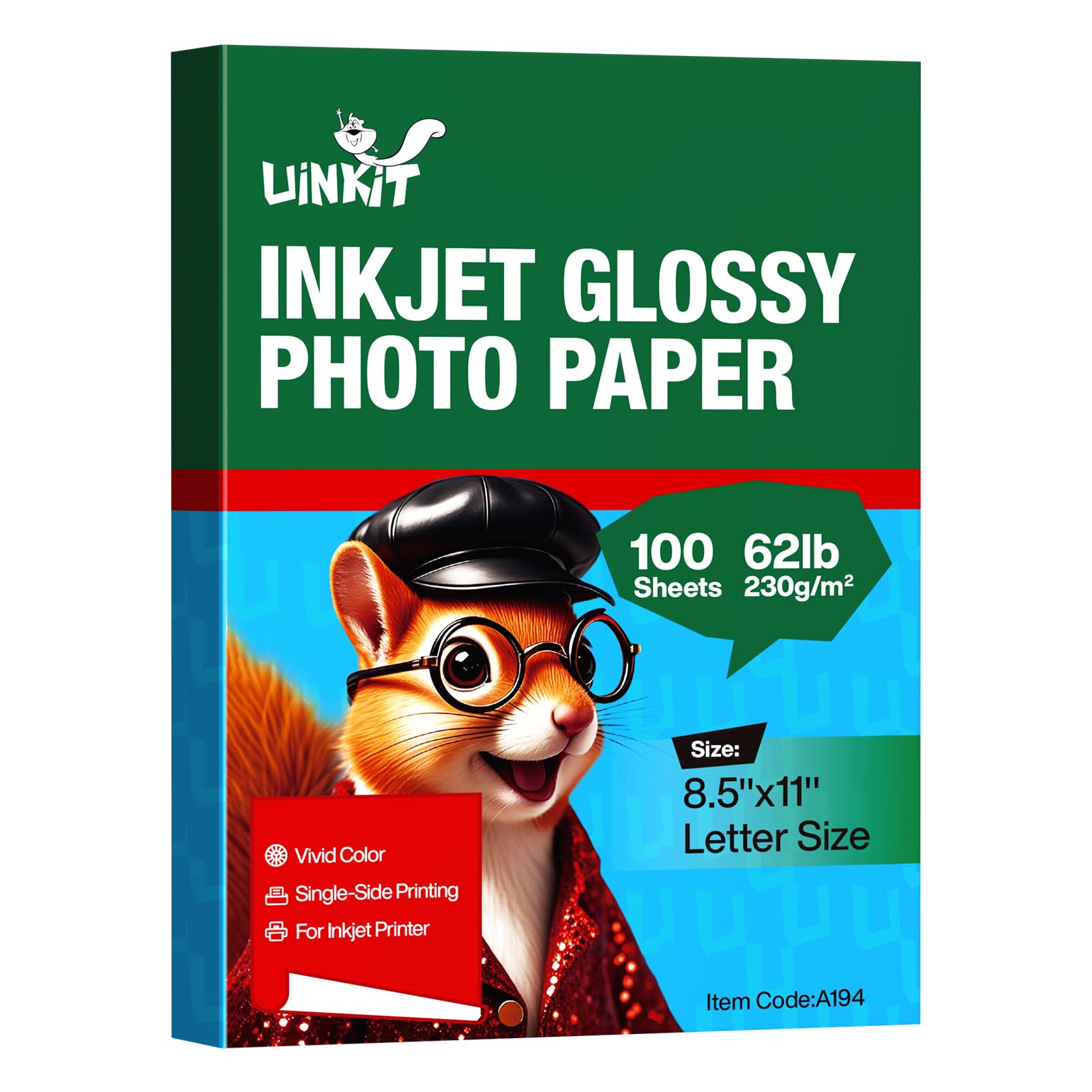 Photo 1 of Uinkit 100 Sheets Thick Inkjet Glossy Photo Paper Picture 8.5x11 62lb 230g 11.1mil Cardstock Postcard Brochure For Dye Ink Inkjet Printer