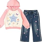 Peacolate 4-10T Spring Fall Little Big Girls 2pcs Clothing Set Pink Hoodie T Shirt and Jeans