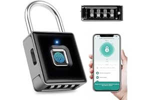 FEIFEAOUY Fingerprint Padlock - Biometric Gym Lock with APP Unlock, Smart Locks for Lockers with Code, Waterproof Keyless Fingerprint Lock for Gym, School