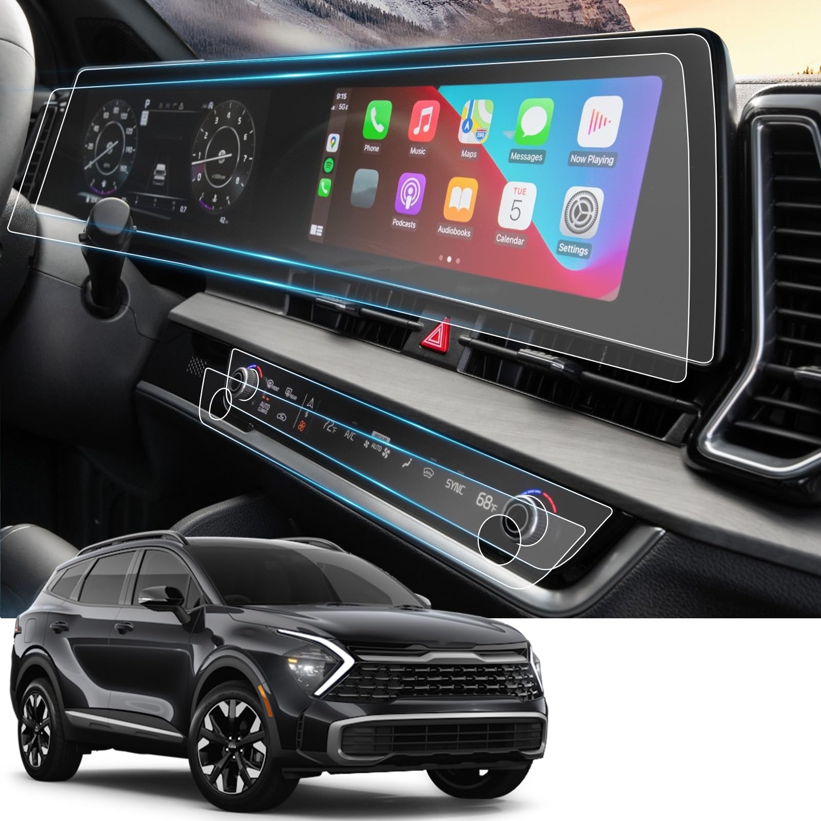 Photo 1 of (2Pack) 2023 Kia Sportage X-PRO Prestige Screen Protector for 2023 2024 2025 Kia Sportage Hybrid Screen Protector (SX/SX-Prestige/X-Pro) 12.3" Infotainment Climate Control Cover Accessories Nano Film