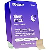 ZENERGY Sleep Oral Strips - Chamomile Lavender Flavor | 5mg Melatonin + 20mg L-Theanine + 100% Vitamin B6 + Botanicals | 0 Sugar, 0 Calories, 0 Gluten, Vegan, Instant Action | 1 Tin = 30 Strips