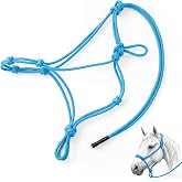 Abbylike 4‑Knot Rope Training Halter for Horses Ponies Foals 1/4" Navy | Adjustable Groundwork Halter for Leading, Training &amp; Daily Use, Standard Size