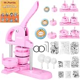 VEVOR 3-in-1 Button Maker - 25/32/58mm (1/1.25/2.25 inch) with 300pcs Parts, Ergonomic Arc Handle Punch, Pin Maker, DIY Gift, Pink