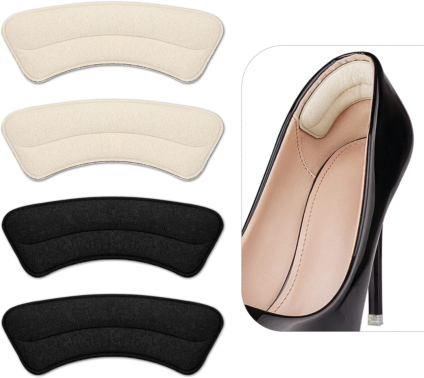 Heel Grips Liner Cushions Inserts for Loose Shoes, Heel Pads Snugs for Shoe Too Big Men Women, Heel Grips Protectors for Blisters Pain, Filler Make Shoes Fit Tighter (Square)