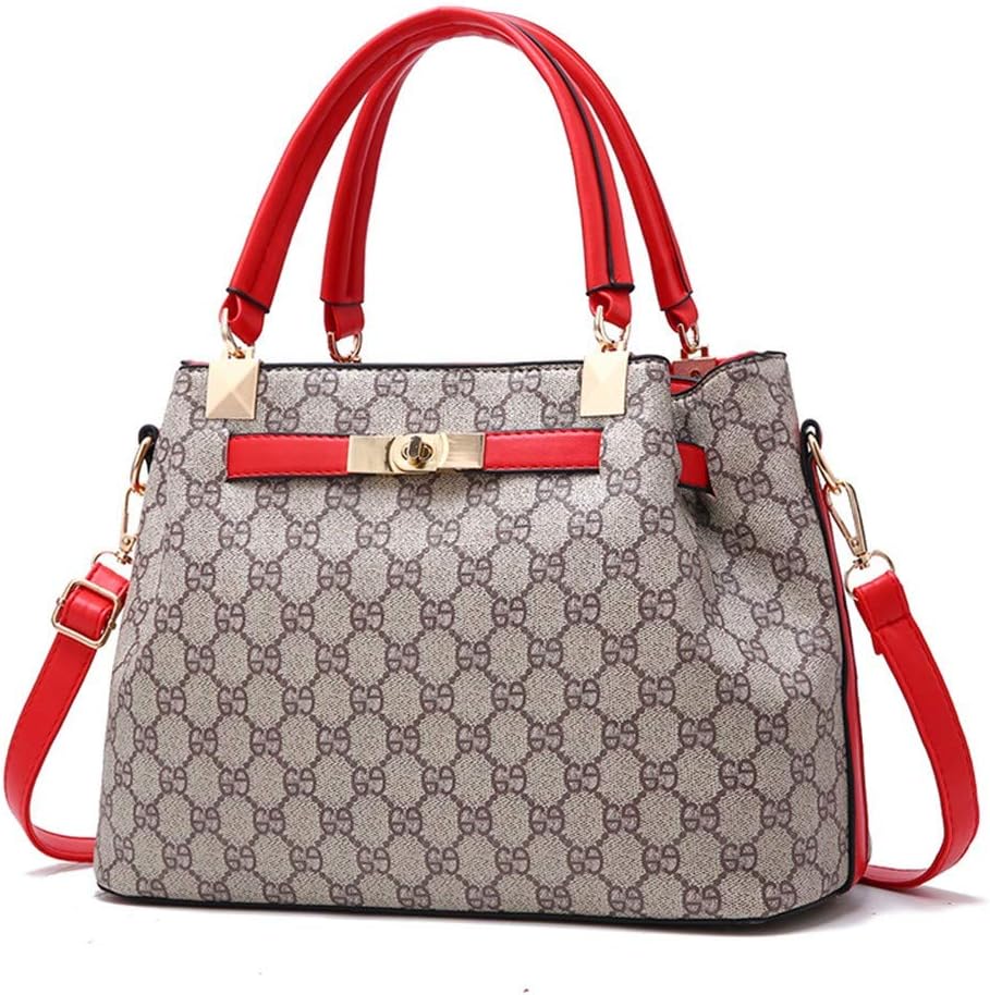 RFVBNM Womens Soft Leather Handbags Ladies Tote Handbags Cross Body Shoulder Bags for Work Travel Top-Handle Shoulder Bags,B Wine red