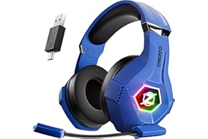 Ozeino 2.4GHz Wireless Gaming Headset for Ps5, Ps4, Switch, Bluetooth 5.3 Gaming Headphones with Noise Canceling Mic, Gamer Headset for PC, Laptop, Mobile, Mac, 35+Hr Battery, Blue