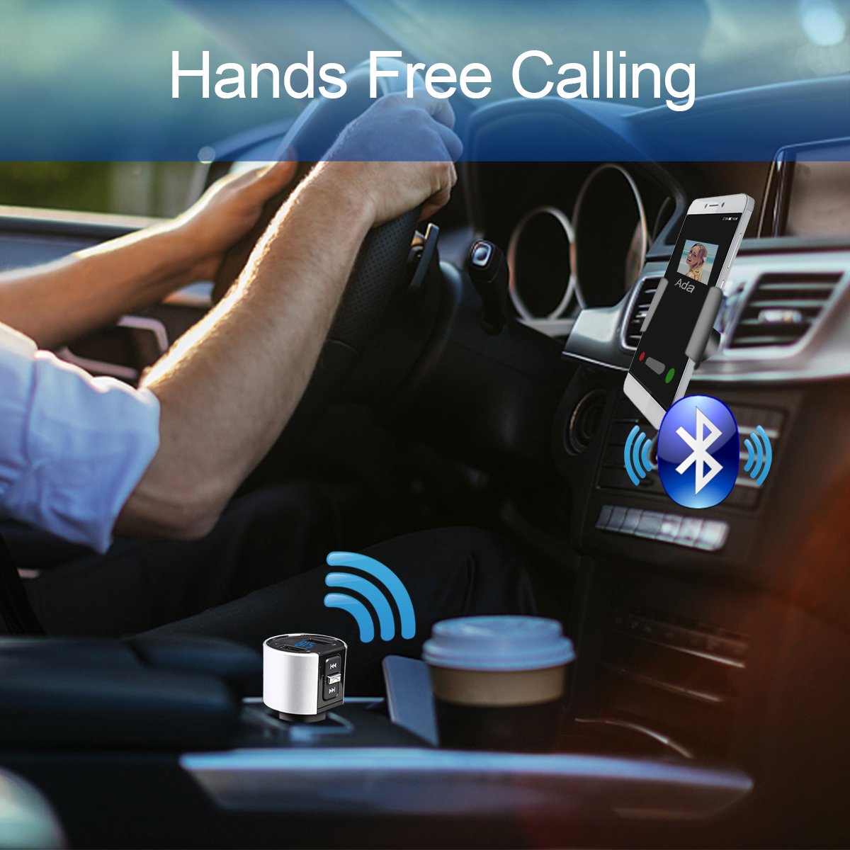 FM transmitter,bluetooth Handsfree Car Kit,Wireless Radio Audio Adapter,Car MP3 Player with Dual USB Port Car Charger