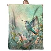 Hummingbird Floral Throw Blanket Gifts for Women Girls Kids Adults, 50x60 in, Flannel Blankets for Bedroom, Camping, Couch, Room Decor, Fuzzy Warm Cozy Soft