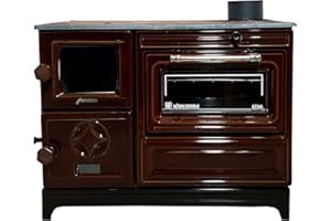 STEPNEXT Cast Iron Stove with Oven | Cast Iron Fireplace | Baking Stove Cooker Stove Warming Stove | Tiny House Stove Cabin Stove (Brown Cast Iron Cooker Stove)