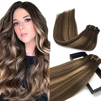 Amazon Com Labeh Clip In Human Hair Extensions Chorcolate Brown