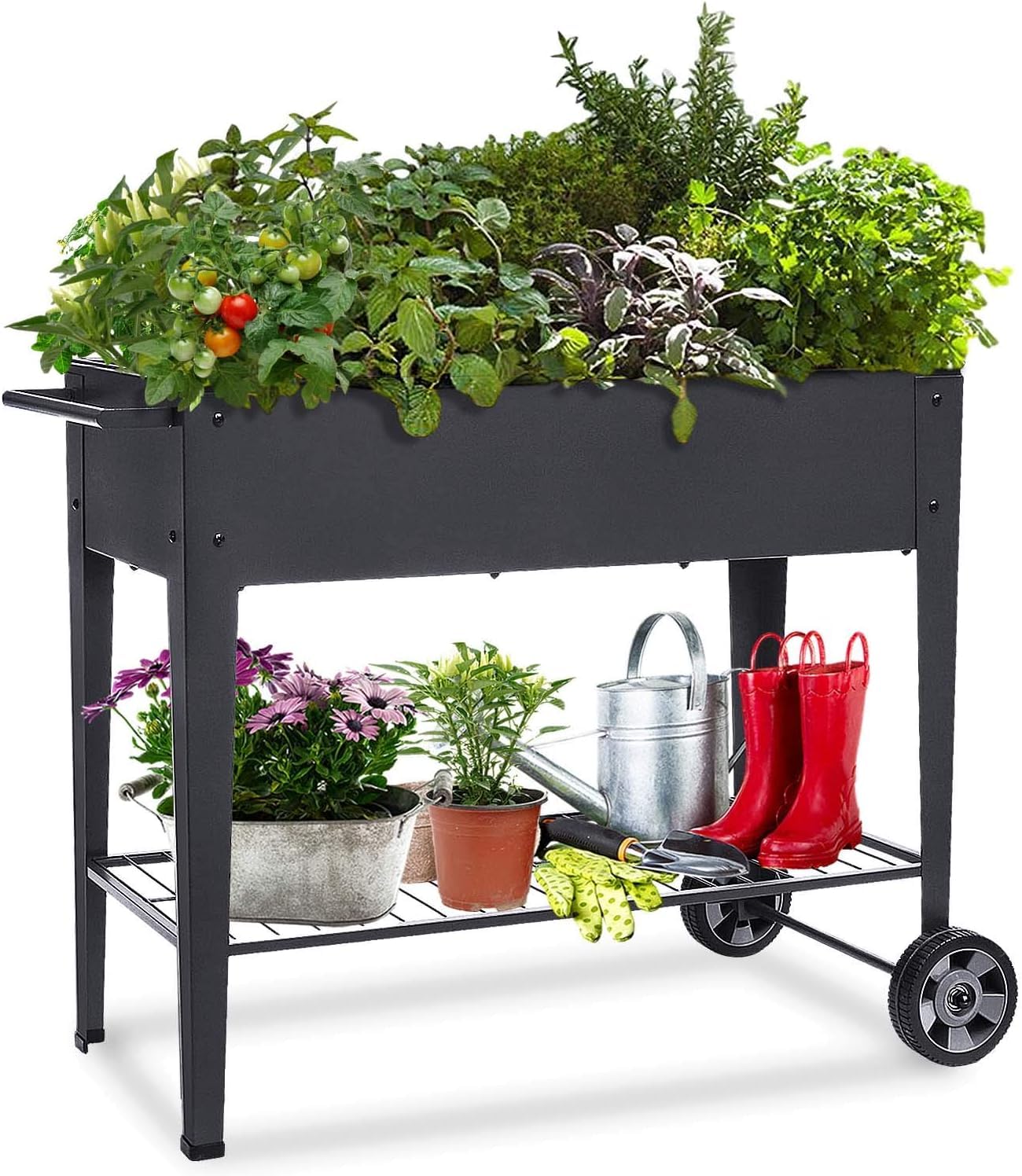 Photo 1 of FOYUEE Raised Planter Box with Legs Outdoor Elevated Garden Bed On Wheels for Vegetables Flower Herb Patio