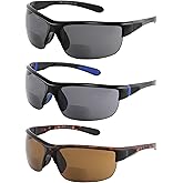 Yogo Vision Bifocal Sports Sunglasses Mens Wrap Around Half Rim Sunglasses Readers 3PK