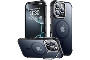 Justcool Magnetic for iPhone 16 Pro Case,[Compatible with MagSafe] [12FT Military Grade Drop Protection] Built-in Stash Stand Shockproof Anti-Scratch Slim Translucent for iPhone 16 Pro Case 6.3”,Black