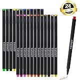 24 Bullet Journal Pens Set, 0.38mm Colored Fine Point Sketch Writing Drawing Markers Fineliner Pen for Planner Coloring Book Taking Note Calendar by Tanmit
