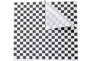 HARFINGTON 100pcs Square Checkered Wax Paper Sheets 12" x 12" Oil-Absorbing Dry Food Wrapping Paper for Sandwich Baking Liner