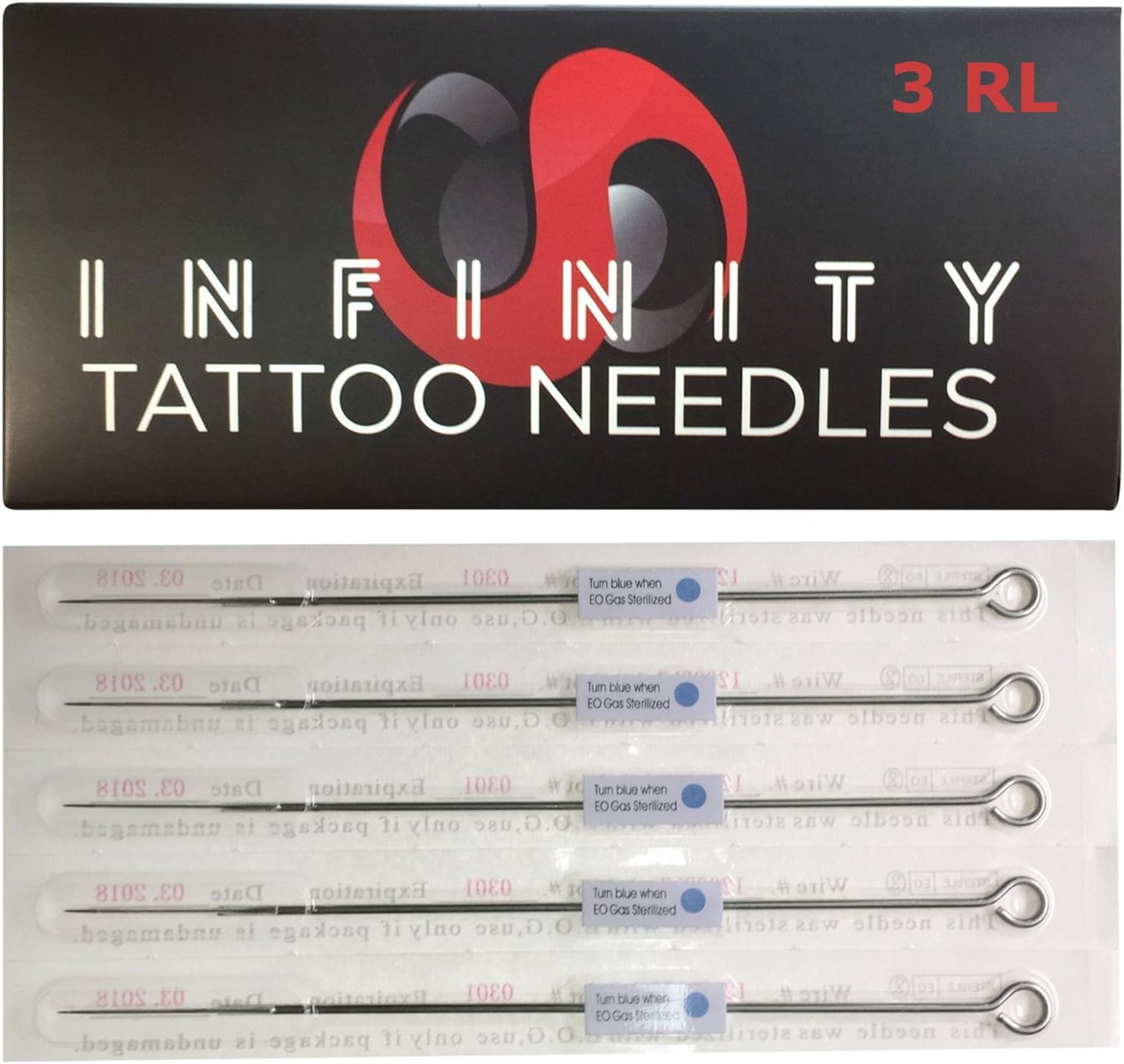 Infinity Tattoo Needles - 50 Pcs - 3RL - Disposable & Sterilized - 3 Round Liner