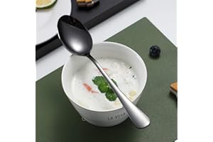 Black Dinner Spoon, 8.3in Stainless Steel Titanium Plating Shiny Black Soup Spoons, Easy To Clean, Dishwasher Safe