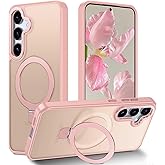 STERKER Designed for Samsung Galaxy S25 Case Magnetic Ring Stand [Military Grade Drop Protection][Compatible with Magnetic] Translucent Slim S25, Pink