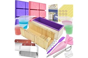 Artcome Soap Making Kit - Complete DIY Soap Making Supplies with 42oz Silicone Loaf Mold, Wooden Cutting Tools, Honeycomb Mol
