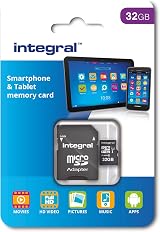 Integral 32GB microSDHC Class 10 Memory Card U1 90MB/s for Smartphones Tablets