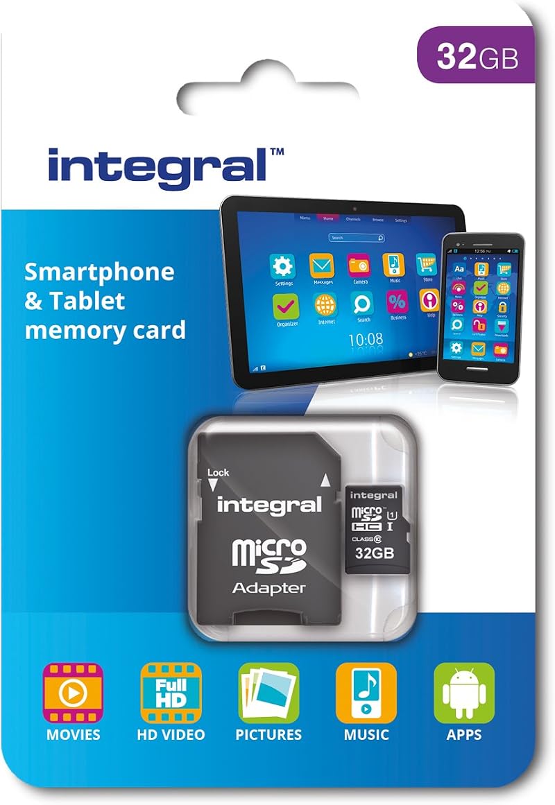 Integral 32GB microSDHC Class 10 Memory Card U1 90MB/s for Smartphones Tablets