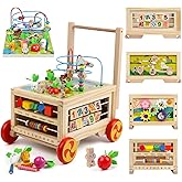 Wooden Activity Cube 7-in-1 Montessori Toy Multipurpose Educational Learning Toy for 1+ Year Old Baby Toddler Kid Boy First B