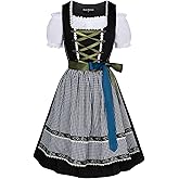 Scarlet Darkness Women's German Dirndl Dress Costumes 3 Pieces for Oktoberfest Carnival