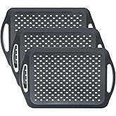 Non-Slip Serving Tray with Handles, 17.7" x 12.4" Large Food Tray Serving Platter (Gray, 3 Pack)