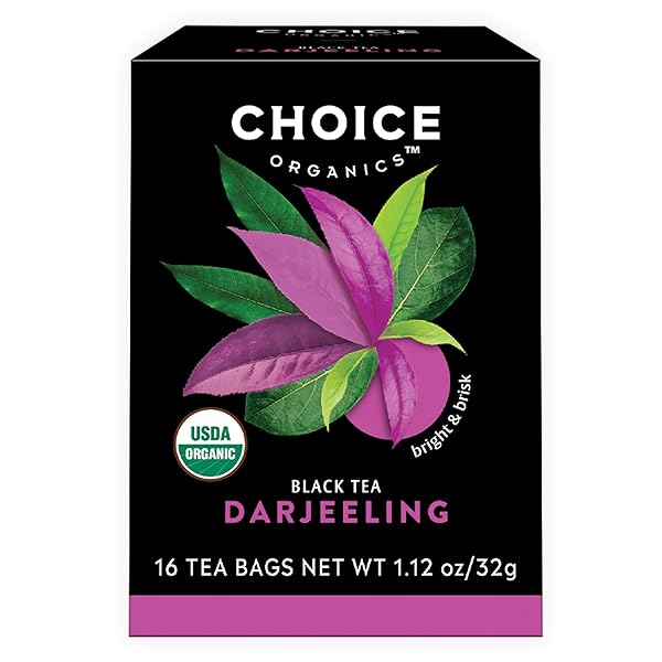 CHOICE ORGANICS – ORGANIC DARJEELING TEA (1 PACK) – FAIR TRADE – COMPOSTABLE – CONTAINS CAFFEINE – 16 ORGANIC BLACK TEA BAGS