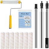 Mister Rui Paint Roller Kit, 10 Pack, 9 Inch Paint Roller Frame with Microfiber Roller Covers, Stainless Steel Extension Pole 3 Segments Total 3 Ft, Paint Supplies for Walls and Ceilings