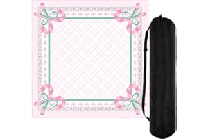 Drydiet Pink Candy Cane Christmas Mahjong Mat Christmas Wonderland Mahjong Table Mat with Carrying Bag 31.5" x 31.5" Cute Aesthetic Anti Slip Noise Reduction Games Table Cover for Poker Card Board