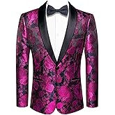 Hi-Tie Stylish Men Suit Jacket Blazer Shawl Lapel One Button Slim Fit Long Sleeve Jacket Tuxedo Party Dinner