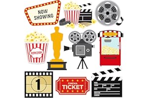 HAPIBIDESIGN Movie Night Cutouts for Kids' Parties - 30-Piece Vibrant Movie Night Birthday Decorations Set