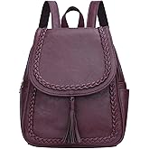 KKXIU Fashion Small Synthetic Leather Backpack Purse For Women and Ladies with Tassel (Wine)