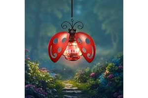 YAMODOOR Lady Bug Solar Outdoor Hanging Lantern Creative Small Sculpture Lights Durable Waterproof Lamp Suitable for Festivals Garden Decor Birthday Gifts for Grandma Mom Women Girl