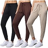 Real Essentials 3 Pack: Womens Dry-Fit Active Athletic Joggers Yoga Lounge Pants - Drawstring (Available in Plus Size)