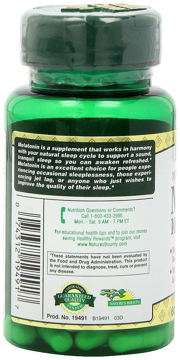 Amazon.com: Natures Bounty Maximum Strength Melatonin 10mg Capsules, 60-Count(pack of 6) (7kxn49e): Health & Personal Care
