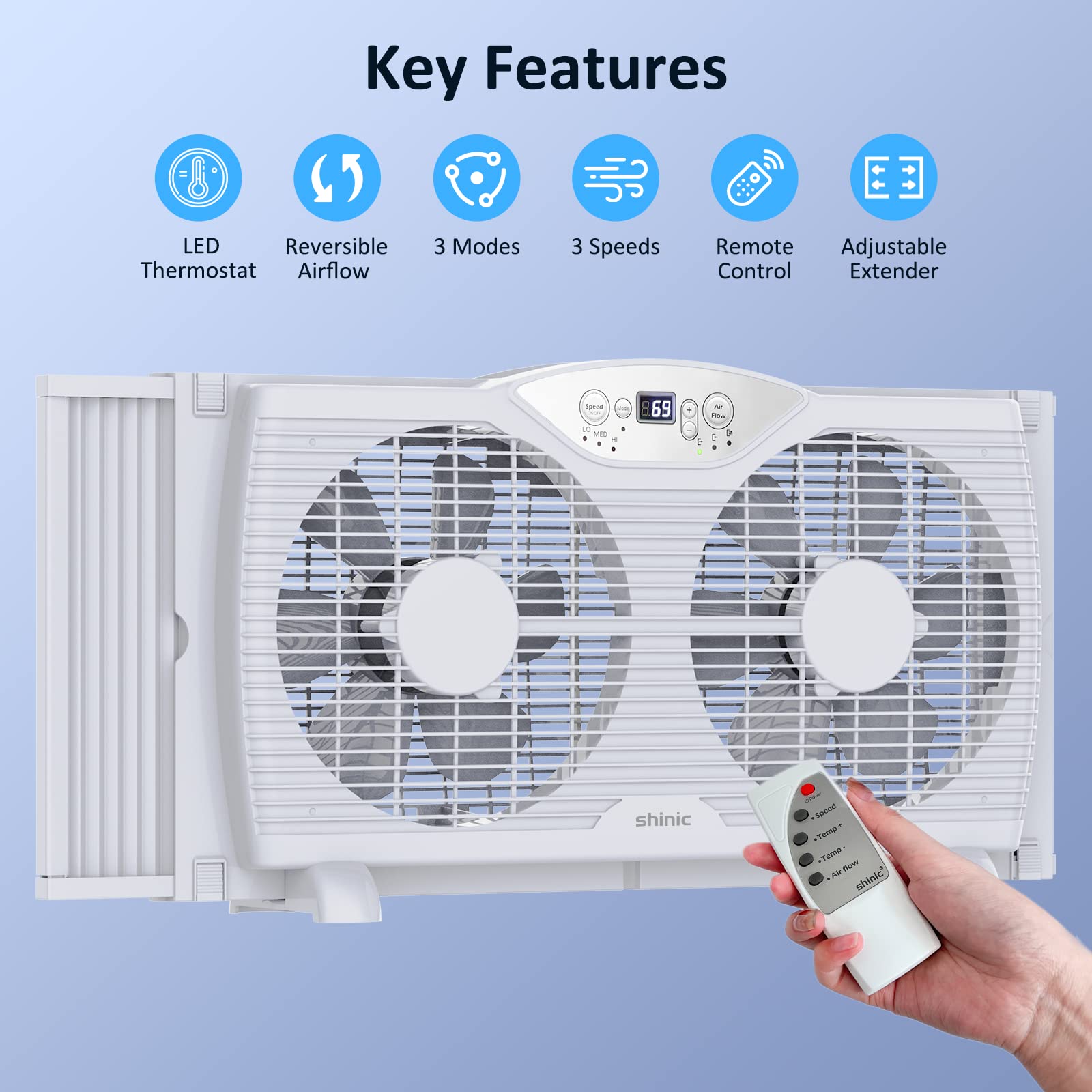 Mua shinic Twin Window Fan, 9-Inch Blades Reversible Airflow ...