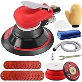 ZFE Random Orbital Sander 5" &amp; 6" Pneumatic Palm Sander with Extra 5" Backing Plate, Sponge Polishing Pads, Sandpapers Low Vibration and Heavy Duty for Wood, Composites, Metal