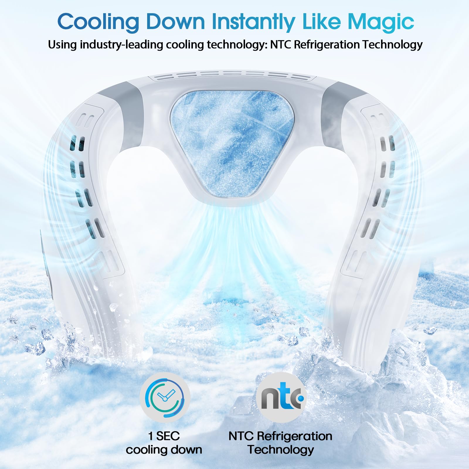 Feenleyin Neck Fan Portable Air Conditioners Personal Fans with Cooling Plate Ergonomic Fan Type-C Rechargeable 5200mAh 360° Airflow Wearable LED Screen 3 Speeds 3 Cooling Setting Gifts