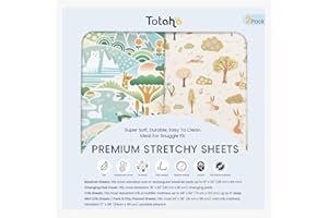 TotAha Premium Soft Pack n Play Sheets, Super Stretchy Jersey Knit Mini Crib Sheets Fitted, Silky Comfort Graco Pack and Play Mattress Sheets, 2 Pack