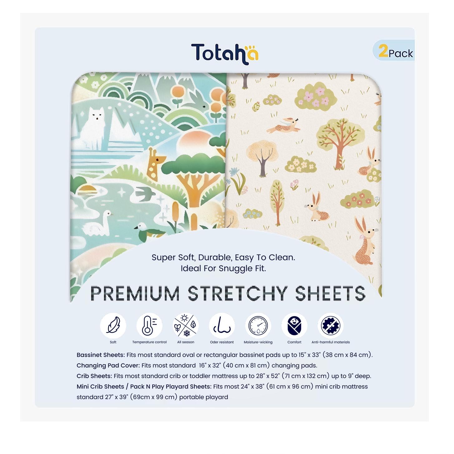 TotAha Premium Stretchy Crib Sheets
